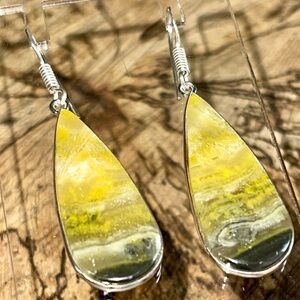 Indonesian Bumblebee Jasper Earrings 1 7/8”